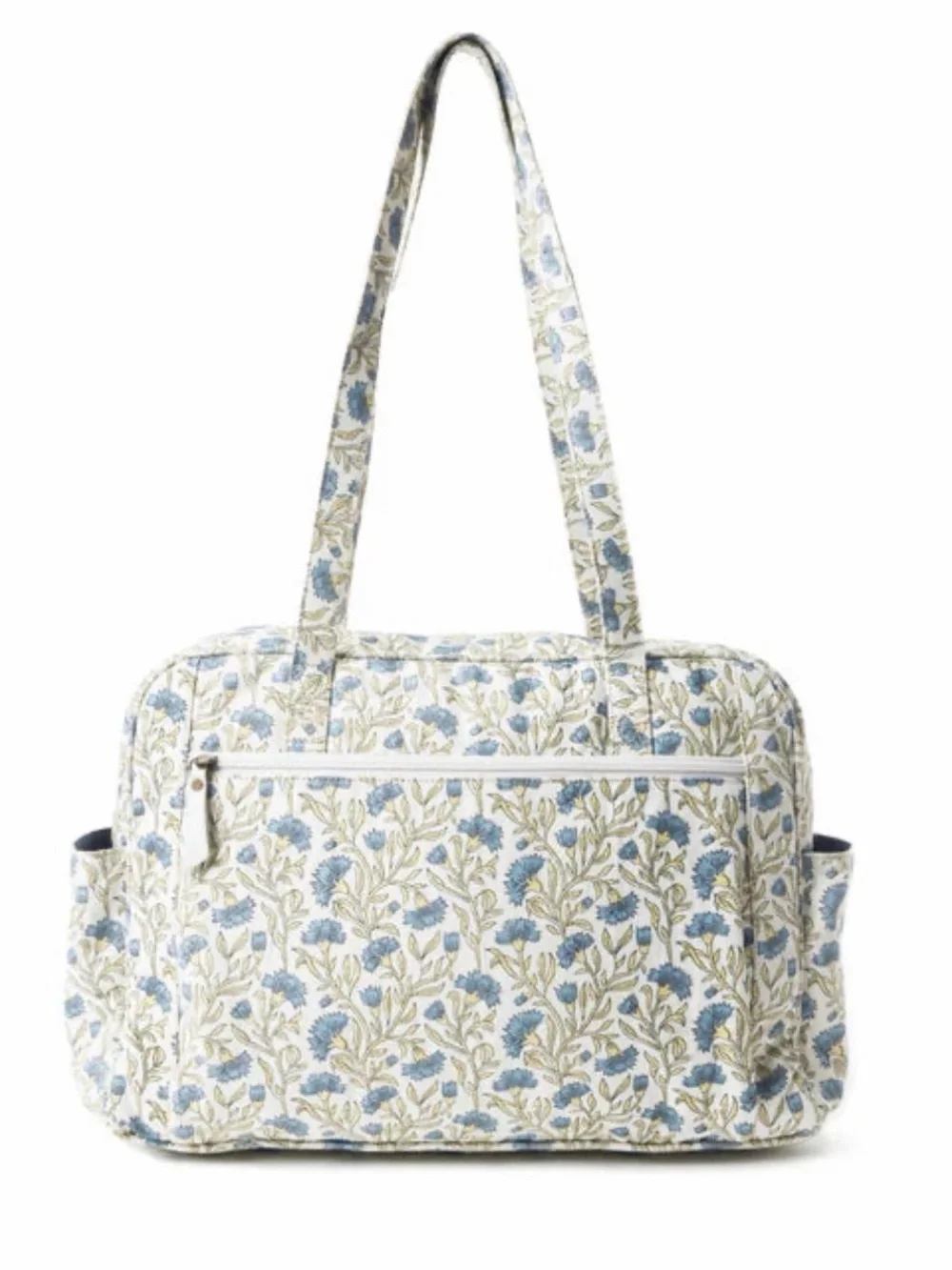 Myra Diaper Bag Royal Damask Blue Floral Canvas Tote (missing changing pad)